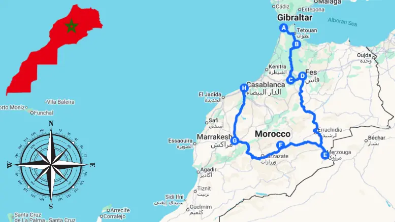 Map of 10 Days in Morocco from Tangier